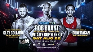August 22: Rob Brant-Vitaliy Kopylenko and the Return of “Cassius” Clay Collard Set for Eleider Alvarez-Joe Smith Jr. Card Exclusively on ESPN+