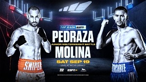 September 19: Jose Pedraza-Javier Molina Junior Welterweight Battle to Stream Live and Exclusively on ESPN+ Inside the MGM Grand Las Vegas “Bubble”