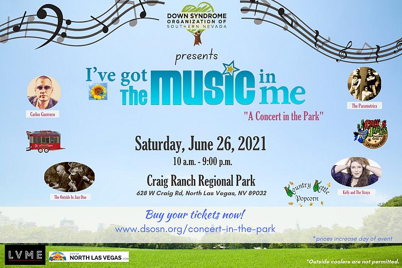 Celebrate Summertime at Down Syndrome Organization of Southern Nevada’s First-Ever “I’ve Got the Music in Me” Concert in the Park on June 26
