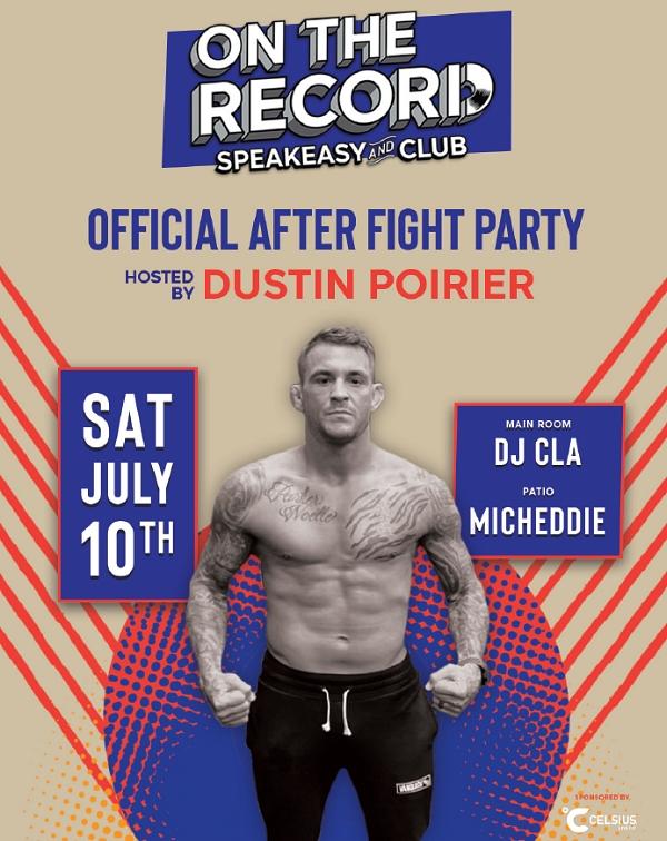 Mixed Martial Artist Dustin Poirier to Host Official After-Fight Party at On The Record Speakeasy and Club at Park MGM Saturday, July 10