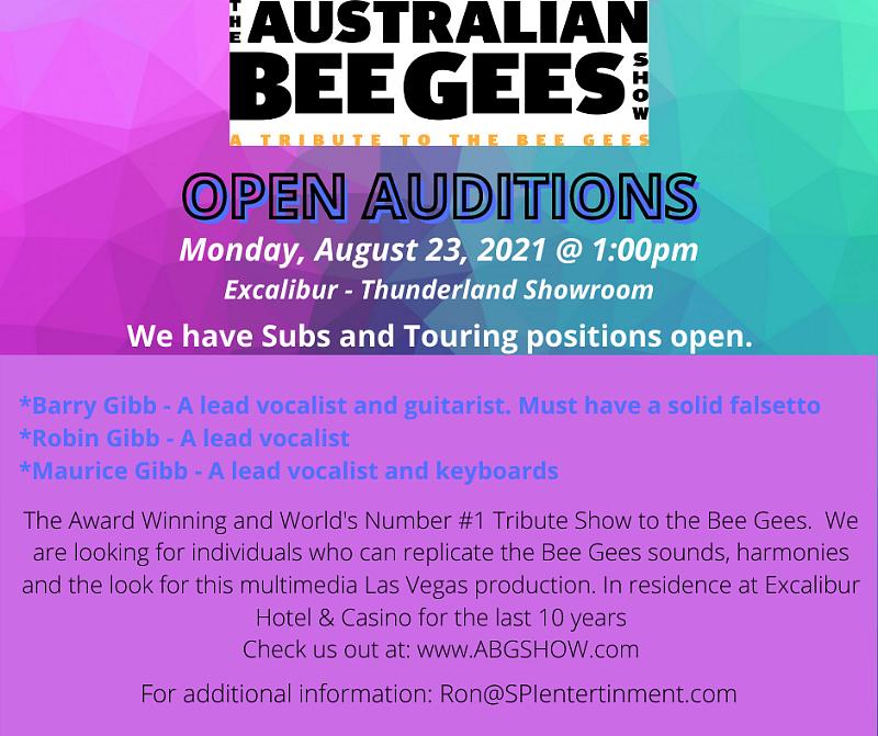 Open Auditions for The Australian Bee Gees Show