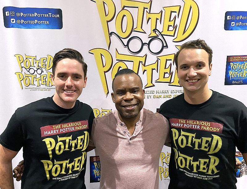 (L to R) James Edwards, Delious Kennedy from All-4-One and Nicholas Charles at the re-opening night of "Potted Potter" - the acclaimed Harry Potter Parody at Bally's Las Vegas.
