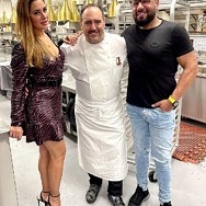 Bollywood Actress/Model Nargis Fakhri and Entrepreneur Jas Mathur, Meet Up with WWE Wrestlers, Titus O'Neil and Omos, at Barry's Downtown Prime