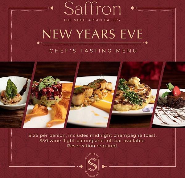 New Year's Eve: Ring in the New Year at Saffron, the Vegetarian Eatery