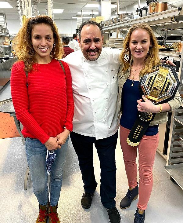 UFC Shevchenko sisters with Chef Barry Dakake at Circa Las Vegas