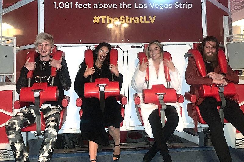 Megan Fox and Machine Gun Kelly Take In the Thrill Rides at The Strat on the Las Vegas Strip