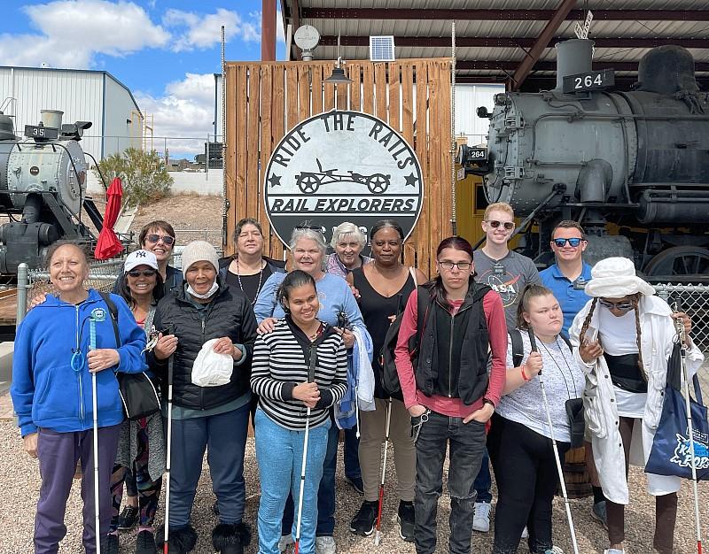 20 Blind Center of Nevada Members Ride the Rails at Rail Explorers in Boulder City, Nevada