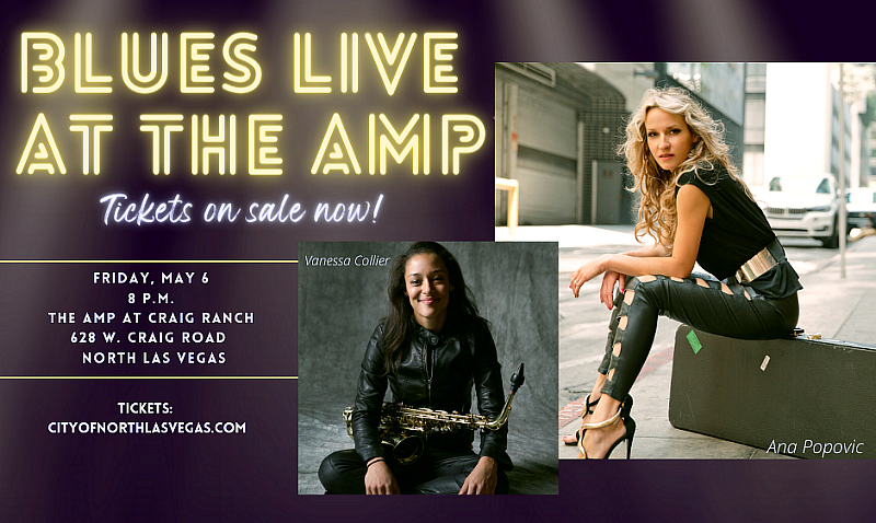 The Amp at Craig Ranch in North Las Vegas will host a blues concert featuring top female musicians in the roots rock and blues music genre, Vanessa Collier and Ana Popovic. This high-energy concert showcases Ana’s mesmerizing guitar skills and Vanessa’s prowess on the saxophone, successfully merging musical styles. Tickets are on sale now via etix.  Vanessa Collier is an 8-time Blues Music Award nominee and 2-time Blues Music Award “Horn Player of the Year”. A 2013 graduate of the prestigious Berklee College of Music, she’s toured nationally and internationally, released three critically acclaimed albums (2014’s Heart, Soul & Saxophone, 2017’s Meeting My Shadow, and 2018’s Honey Up), and released her highly anticipated fourth album, Heart on the Line, to crowdfunders in May 2020. Honey Up spent 9 weeks atop the Billboard Blues Album Charts Top 15, 3 months on the Living Blues Charts at #10 and #23, and continues to be spun on B.B. King’s Bluesville station on SiriusXM radio.  Ana Popovic is best known as the “Serbian Scorcher” of blues guitar due to her fiery technique. For over 20 years Popovic and her band have toured tirelessly, sharing stages with luminaries like B.B. King, Buddy Guy, Jeff Beck, Joe Bonamassa, and more. She’s even been called “one helluva guitar-player” by Bruce Springsteen for her signature shredding.  “With the additions of Vanessa Collier and Ana Popovic to the 2022 concert series lineup at the Amp at Craig Ranch, the City of North Las Vegas is bringing an eclectic mix of musical genres to music fans across Southern Nevada”, said Steve Manley, General Manager of The AMP.  Other acts confirmed during the 2022 concert series at The AMP at Craig Ranch include Funk Explosion 2022 (April 9), Blues at the Amp (May 6), Phoebe Bridgers Reunion Tour (May 13), Lord Huron (May 17), I LOVE THE 90’S TOUR (May 20), Tumua, Time to Laugh (May 21), Ben Harper and The Innocent Criminals (May 26), One Nation Under A Groove Tour (August 13), Lost 80's Live! (August 26), Ja Rule + Ashanti (August 25), and Gipsy Kings featuring Nicolas Reyes (September 2).  Opened in 2015, The Amp is the only large-scale outdoor amphitheater in the Las Vegas valley located inside Craig Ranch Regional Park with seating capacity up to 6,800.  Stay up-to-date on future acts appearing at The Amp at Craig Ranch by following the City of North Las Vegas on Facebook and Instagram and CityofNorthLasVegas.com.