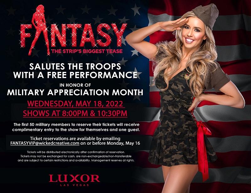 FANTASY Salutes the Troops with Special Military Appreciation Shows Wednesday, May 18