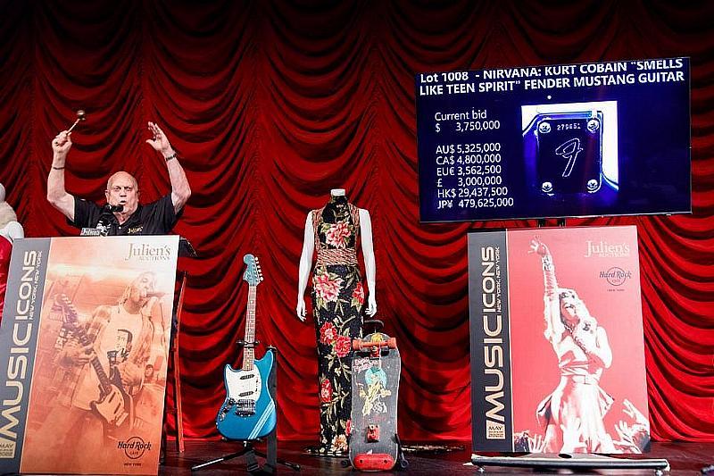Kurt Cobain's "Smells Like Teen Spirit" Music Video Guitar Sells for Nearly $5 Million at Julien's Auctions