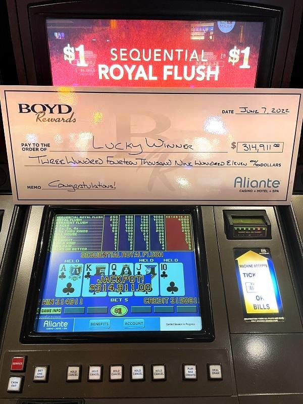 Local Hits Rare $300,000+ Sequential Royal Flush Jackpot at Aliante 