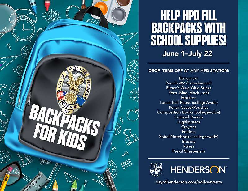 Henderson Police Seeks Donations for Back-To-School Supply Drive