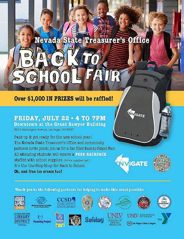 Nevada State Treasurer’s Office to Host Back to School Fair