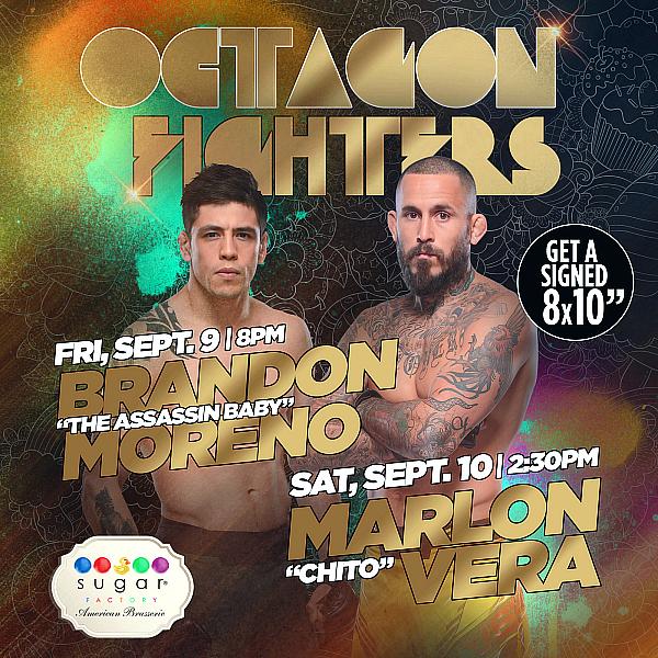 Octagon Fighters Brandon Moreno and Chito Vera Host Meet and Greets at Sugar Factory on Sept. 9 and 10