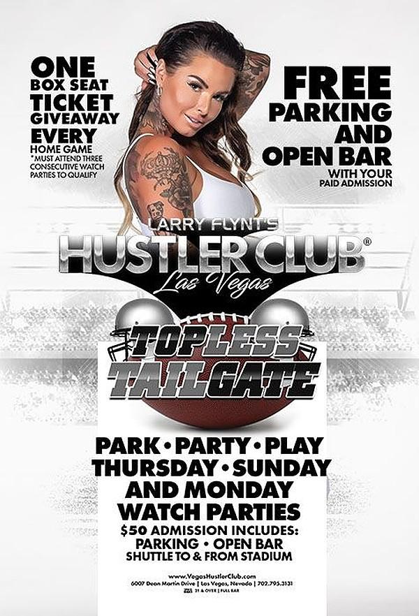 Larry Flynt’s Hustler Club Las Vegas Announces Monday, Thursday and Sunday Topless Tailgate Watch Parties