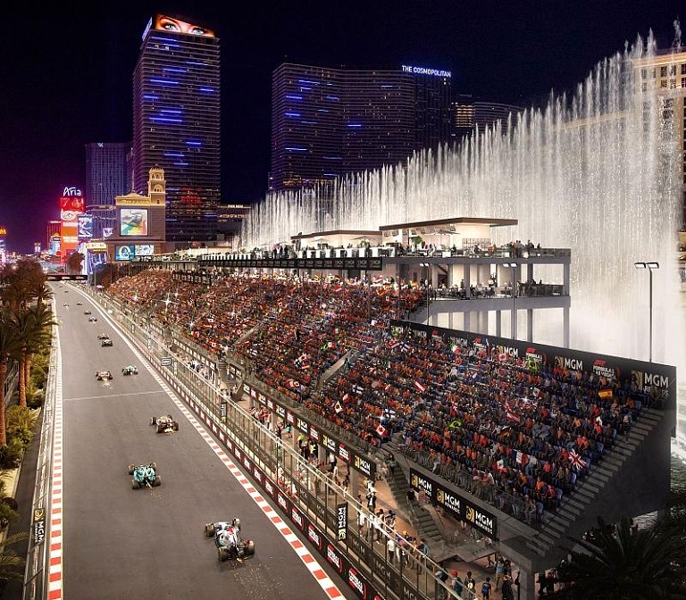 MGM Resorts Unveils Epic Bellagio Fountains Grandstands for Formula 1