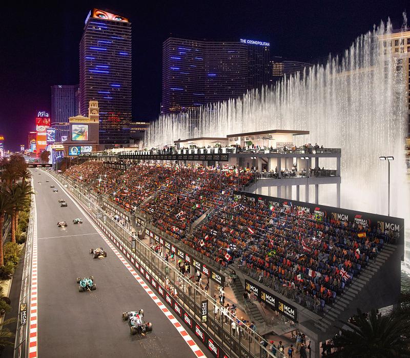 MGM Resorts Unveils Epic Bellagio Fountains Grandstands for Formula 1 Heineken Silver Las Vegas Grand Prix 2023
