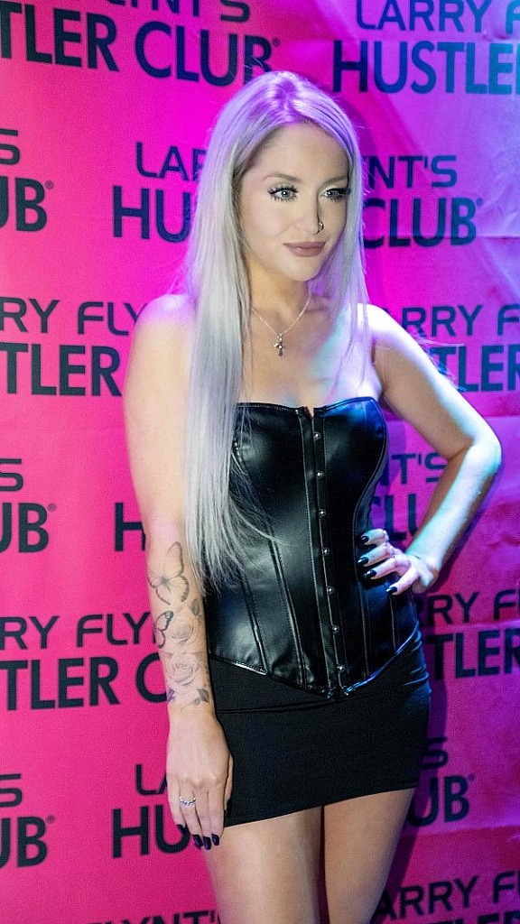  Alyson Rose poses for a photo as she arrives at Larry Flynt's Hustler Club Las Vegas (Photo credit: Jayson Swann)