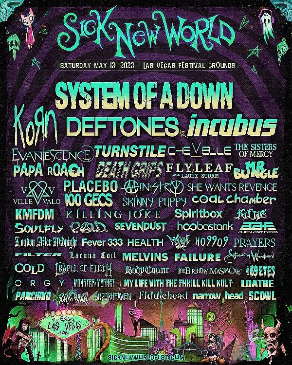 System of a Down, Korn, Deftones, and Incubus to Christen Inaugural Sick New World Festival
