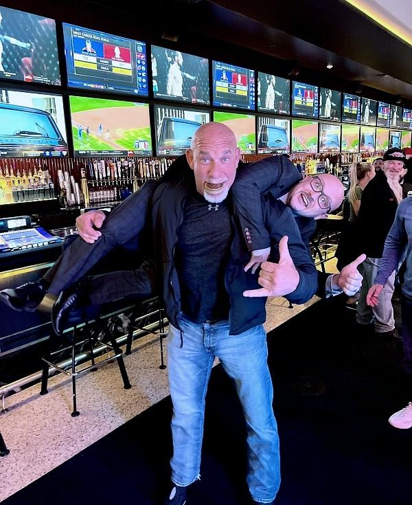 WWE Legend Bill Goldberg at Circa Las Vegas with Vice President David Rosborough in Mega Bar