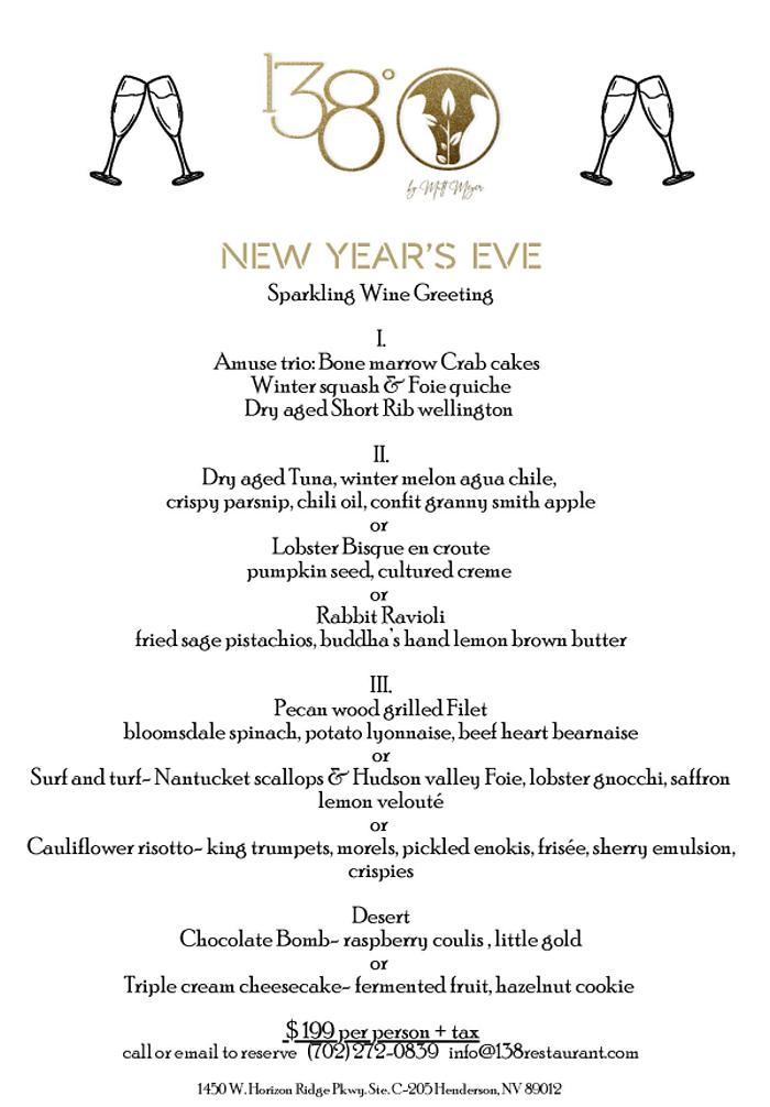 138° special four-course New Year's Eve dinner