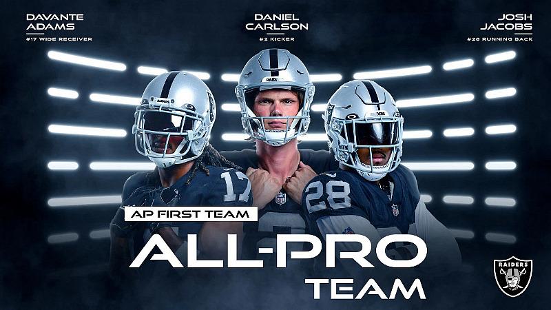 Davante Adams, Josh Jacobs and Daniel Carlson Named to The Associated Press 2022 NFL All-Pro First Team