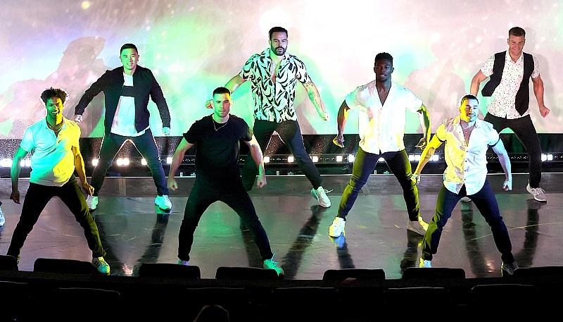Cast of MAGIC MIKE LIVE Las Vegas surprises audience with pop-up performance ahead of the Las Vegas screening of Magic Mike's Last Dance (credit Ethan Miller for Magic Mike)