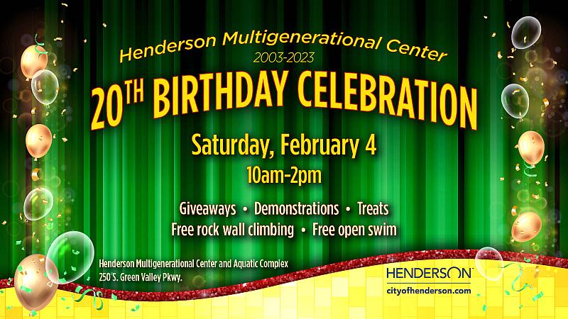 Celebrate Henderson Multigenerational Center’s 20th Birthday with Giveaways and Free Activities