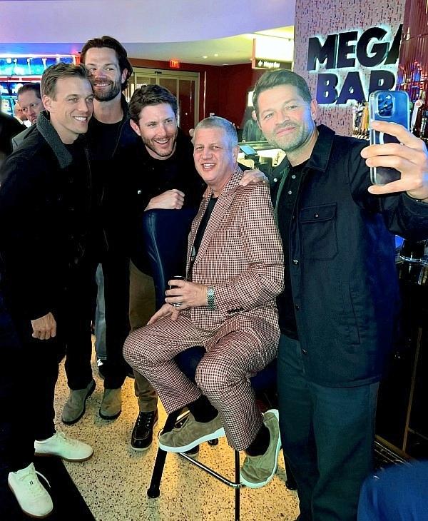 Supernatural Actors Jake Abel, Jared Padalecki, Jensen Ackles, Misha Collins with Casino Owner Derek Stevens at Circa Resort Las Vegas