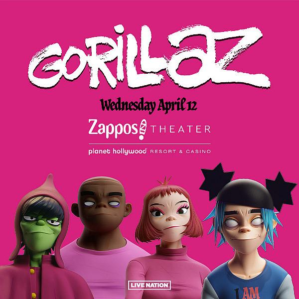 Gorillaz To Perform at Zappos Theater at Planet Hollywood April 12, 2023