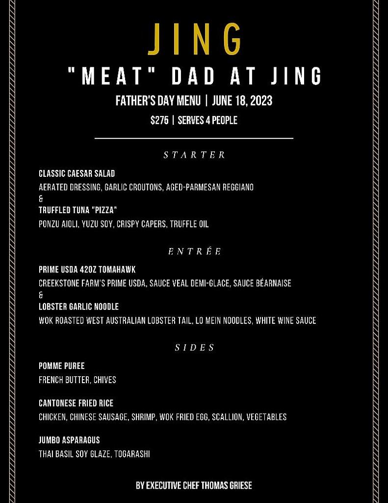 “Meat Dad at Jing” for a Father’s Day Experience Fit for a King at JING in Downtown Summerlin