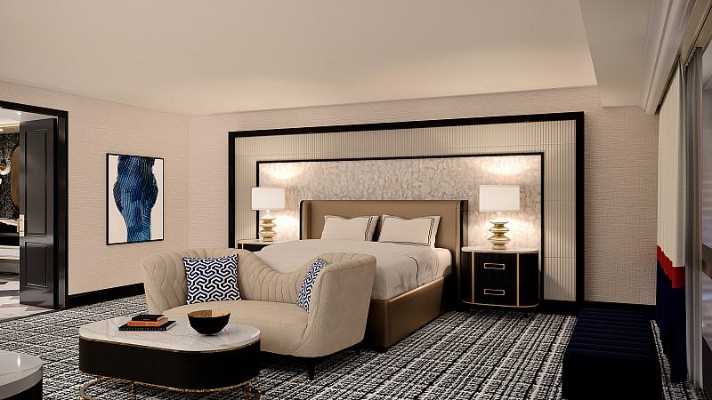 Paris Las Vegas - Versailles Tower - Suite Bedroom Rendering - Credit Klai Juba Wald