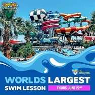 Dive into the World's Largest Swimming Lesson at Cowabunga Bay on June 22.