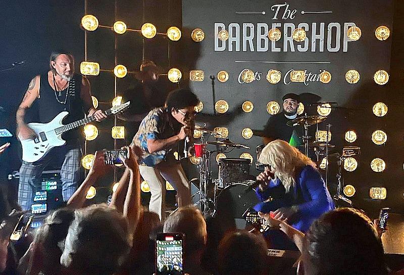 Bruno Mars and Anderson .Paak performing at The Barbershop Cuts & Cocktails