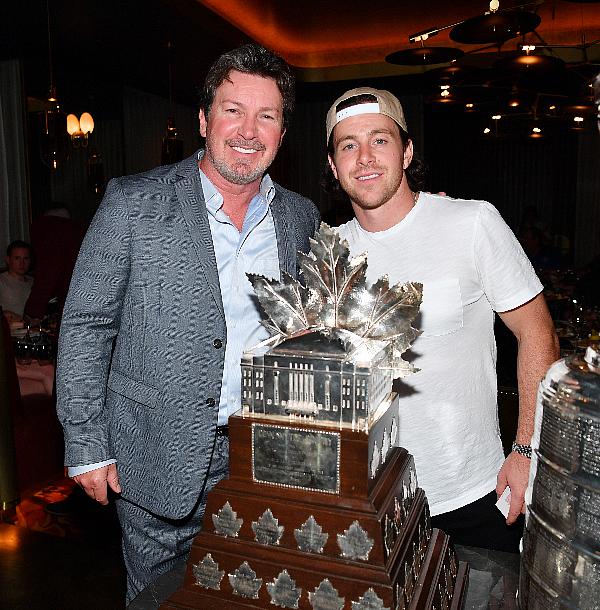 Richard Wilk and Jonathan Marchessault with Conn Smythe Trophy (credit: Denise Truscello for Getty Images)