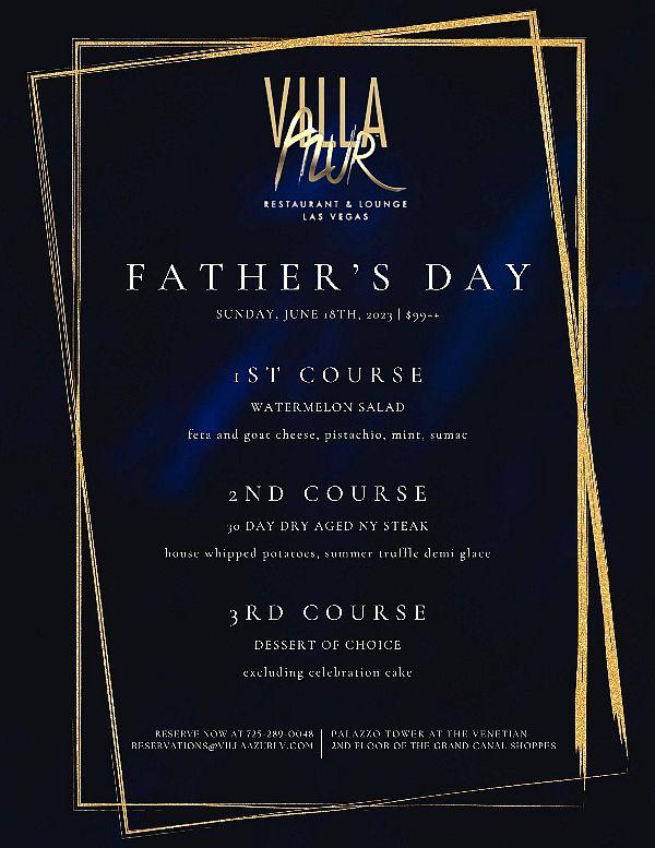 Villa Azur Father’s Day Menu