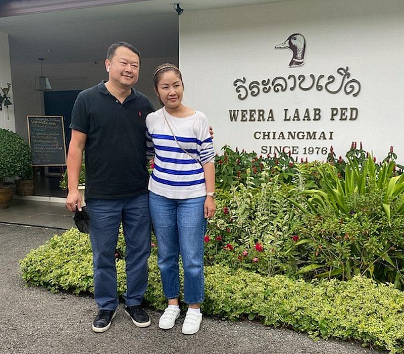 Owners of Weera Thai outside original location in Chiangmai, Thailand