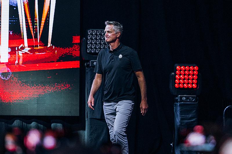 Golden State Warriors Coach, Steve Kerr, On Stage at NBA Con in Las Vegas