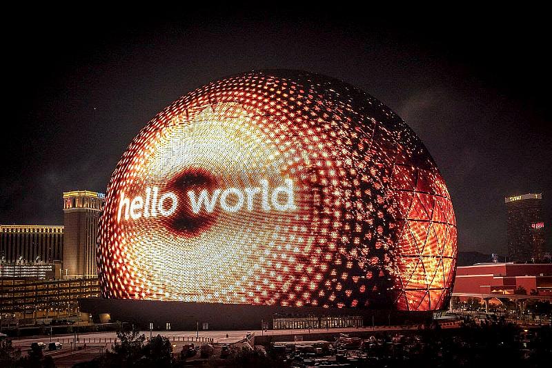 Hello World! Sphere Illuminates Entire Exterior for the First Time