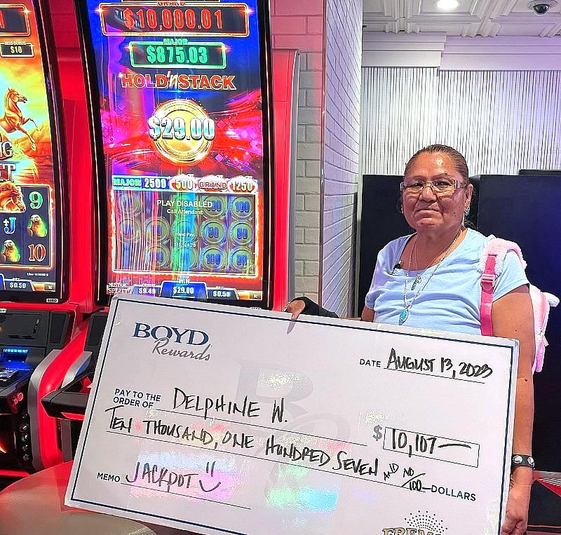 On August 13, Delphine’s 50-cent spin on a Mustang Spirit machine at Fremont Hotel & Casino turned into a more than $10,000 jackpot.