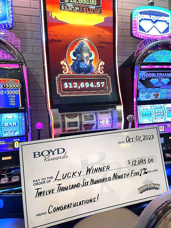 Eva won a more than $10,000 jackpot from a Wolf Run machine at Fremont on October 11.
