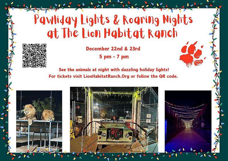 Pawliday Event Tonight and Saturday at Lion Habitat Ranch