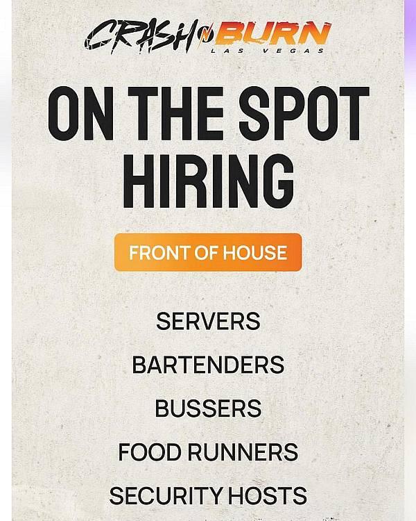 Crash and Burn is now Hiring for front and back of house positions.