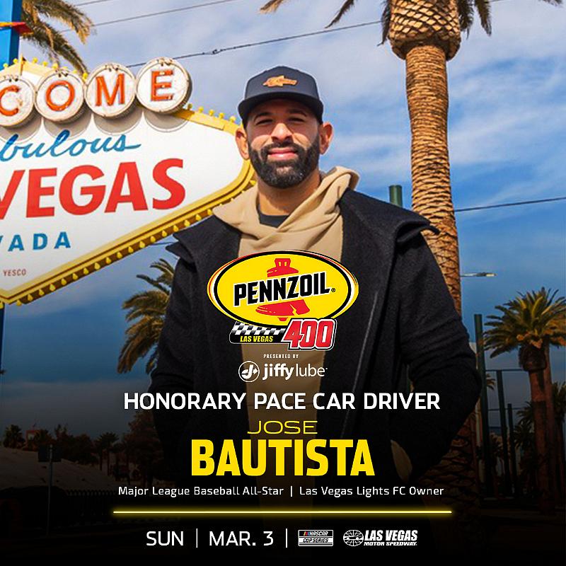 Former MLB Superstar and Las Vegas Lights FC Owner José Bautista Named Honorary Pace Car Driver for Pennzoil 400