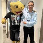 Golden Knights mascot Chance with Dr. Zachary B. Truman