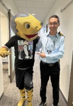 Golden Knights mascot Chance with Dr. Zachary B. Truman
