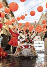 Red Lantern with Lion Dancer (Photo credit: Grand Canal Shoppes)