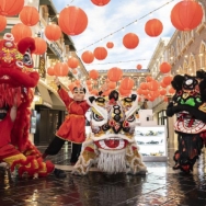 Red Lantern with Lion Dancer (Photo credit: Grand Canal Shoppes)