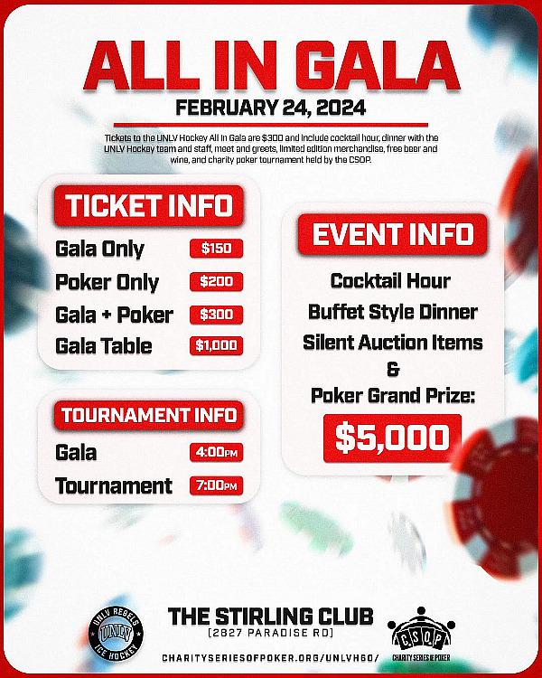 UNLV Rebel Hockey Announces All-In Gala and Charity Poker Tournament