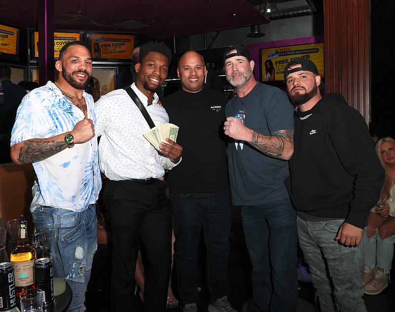Eryk Anders and his posse seemed to be in good spirits as they toasted to multiple shots of Casamigos Reposado and "made it rain" (Photo credit: Gabe Ginsberg for Larry Flynt's Hustler Club Las Vegas)